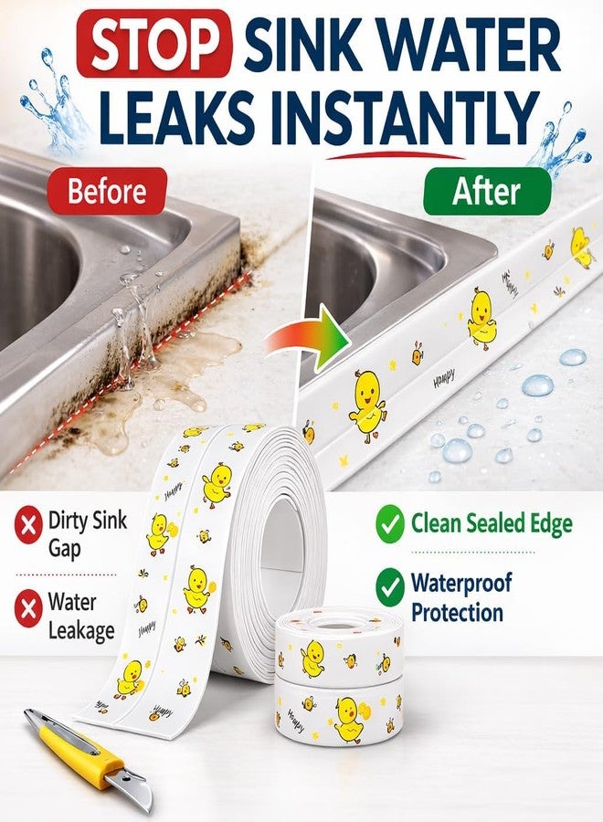 BEYOND BASIC Waterproof Tape for Kitchen Sink Oil Proof Caulk Tape Strip Self Adhesive Bathroom Corner Caulking Sealing Tape Gap Sealer Waterproof Tape for Platform Basin Toilet. (Kitchen Sink Tape) - Image 2