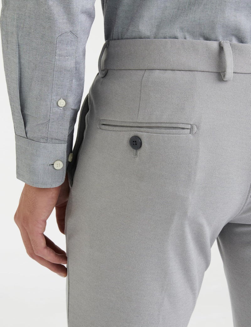 Peter England Men's Premium Formal Stretchable Knit Super Slim Fit Trouser | Comfort Lycra | 360-Degree Stretch Light Grey, Mid Rise - Image 4