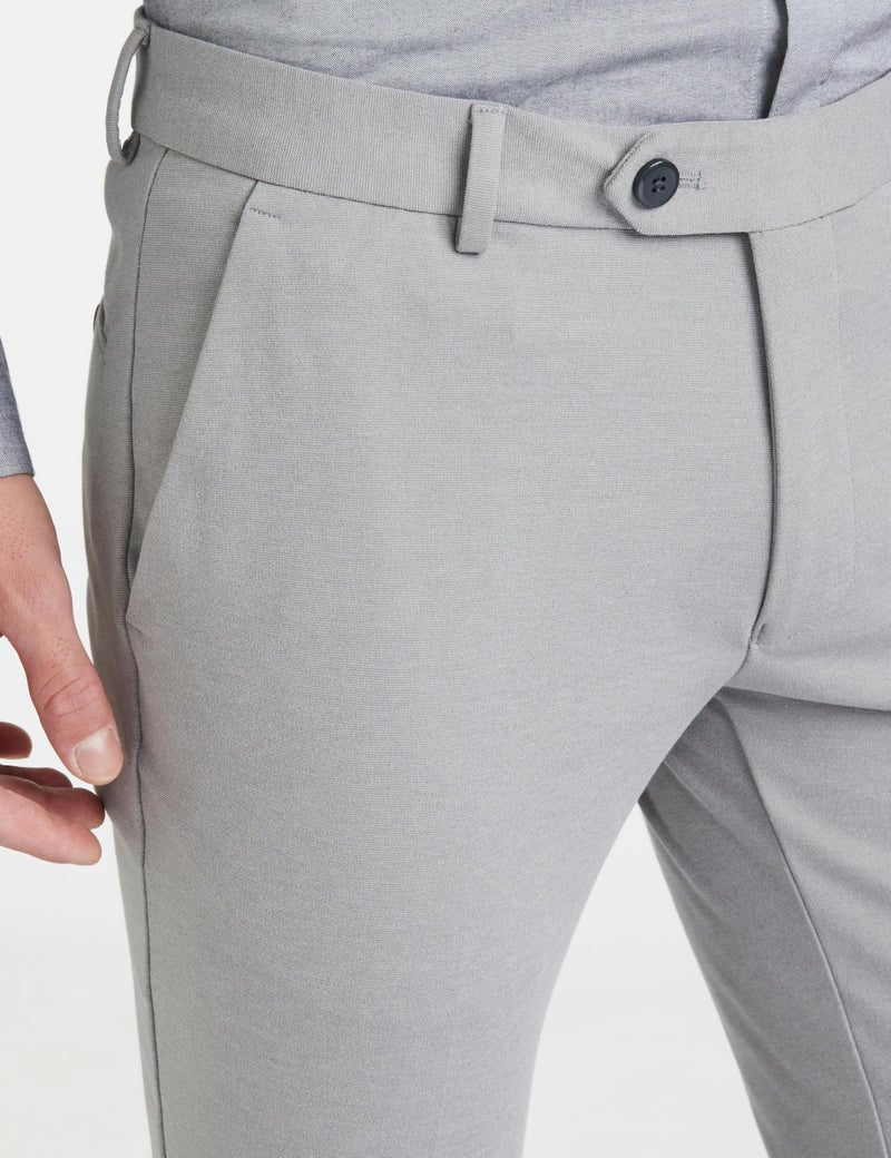 Peter England Men's Premium Formal Stretchable Knit Super Slim Fit Trouser | Comfort Lycra | 360-Degree Stretch Light Grey, Mid Rise - Image 3
