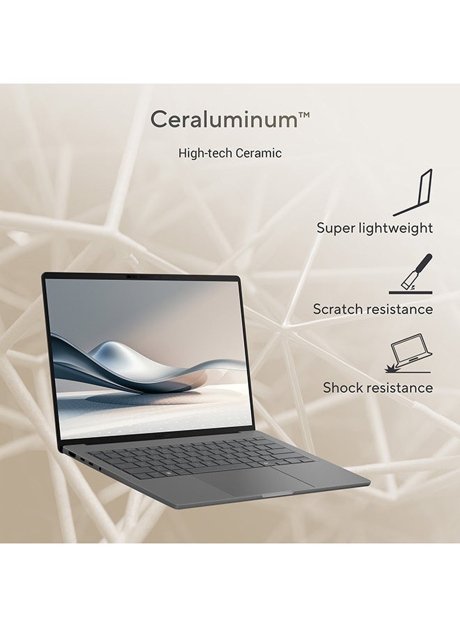 أسوس Zenbook A14 Laptop With 14-Inch Display,Snapdragon X  X1 26 100 Processor/16GB RAM/512GB SSD/Windows 11 Home Arabic Iceland Gray - Image 5