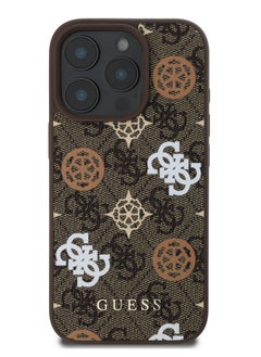 GUESS iPhone 16 Pro Max Case PU Hard Cover with Peony 4G Design / slim profile / Drop protection / Lightweight Back Cover - Brown  - Image 3