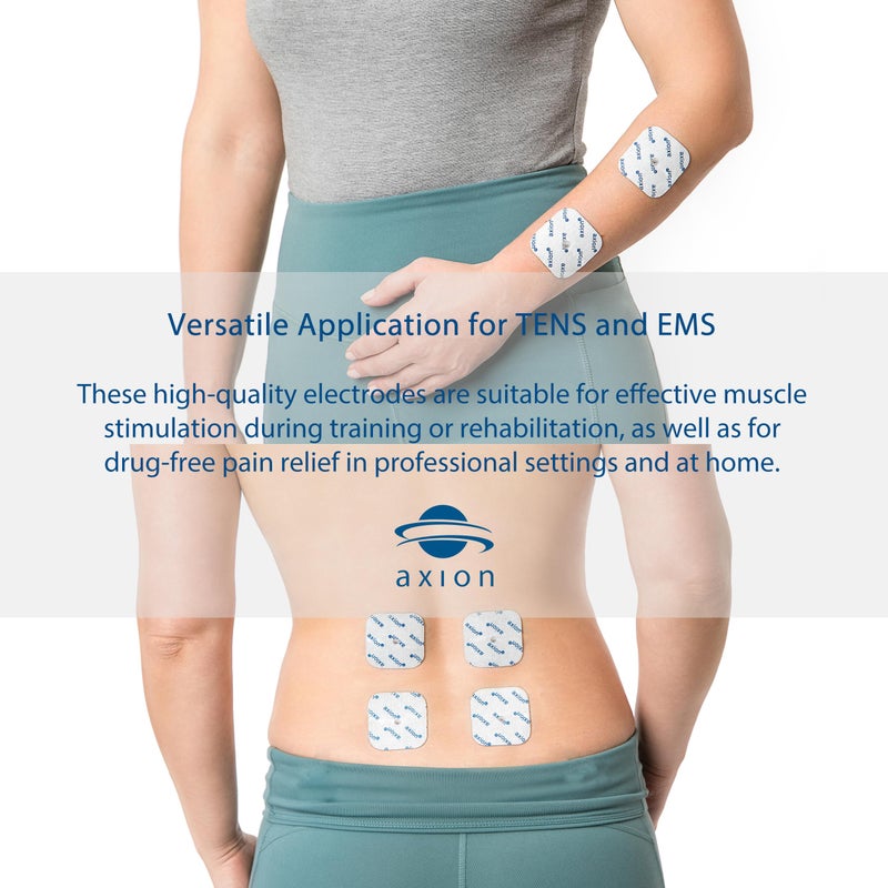 Axion 20 axion TENS Unit Electrode Pads 2x2'' - Replacement Pads with 3,5mm Snap Button for TENS Machines and Muscle Stimulators | Reusable Self-Adhesive TENS/EMS Electrodes - Image 5