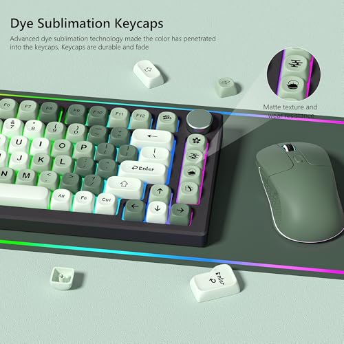 Womier PBT MOA Keycaps, Custom Keyboard Keycaps 60 65 75 100 Percent, Gradient Matcha Caps Set, 5 Side Dye Sublimation for Cherry Gateron MX Switches Keyboards, Green - Image 4