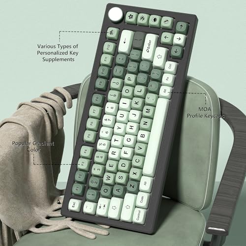 Womier PBT MOA Keycaps, Custom Keyboard Keycaps 60 65 75 100 Percent, Gradient Matcha Caps Set, 5 Side Dye Sublimation for Cherry Gateron MX Switches Keyboards, Green - Image 2