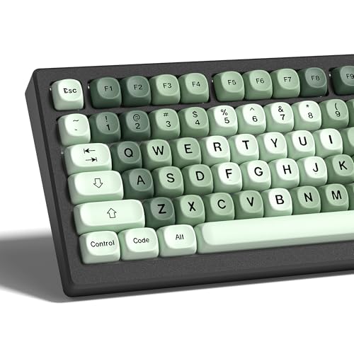 Womier PBT MOA Keycaps, Custom Keyboard Keycaps 60 65 75 100 Percent, Gradient Matcha Caps Set, 5 Side Dye Sublimation for Cherry Gateron MX Switches Keyboards, Green - Image 1