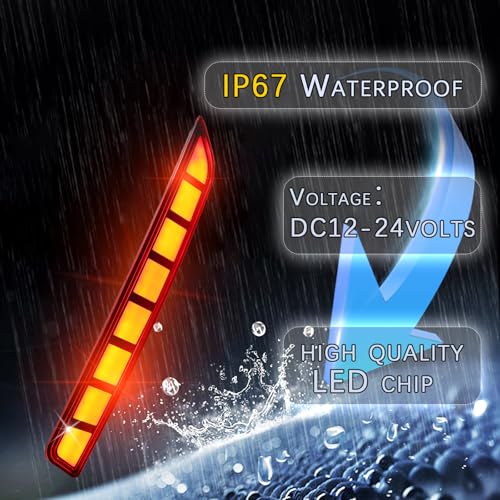 PGTOPONE LED Rear Bumper Reflectors Light Fog Brake Tail Lamps Compatible with Chevrolet Chevy Suburban Tahoe GMC Yukon Denali 2021-2024 OEM Stock Reflector Turn Signal Light (RED) - Image 5