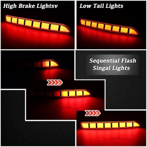 PGTOPONE LED Rear Bumper Reflectors Light Fog Brake Tail Lamps Compatible with Chevrolet Chevy Suburban Tahoe GMC Yukon Denali 2021-2024 OEM Stock Reflector Turn Signal Light (RED) - Image 2