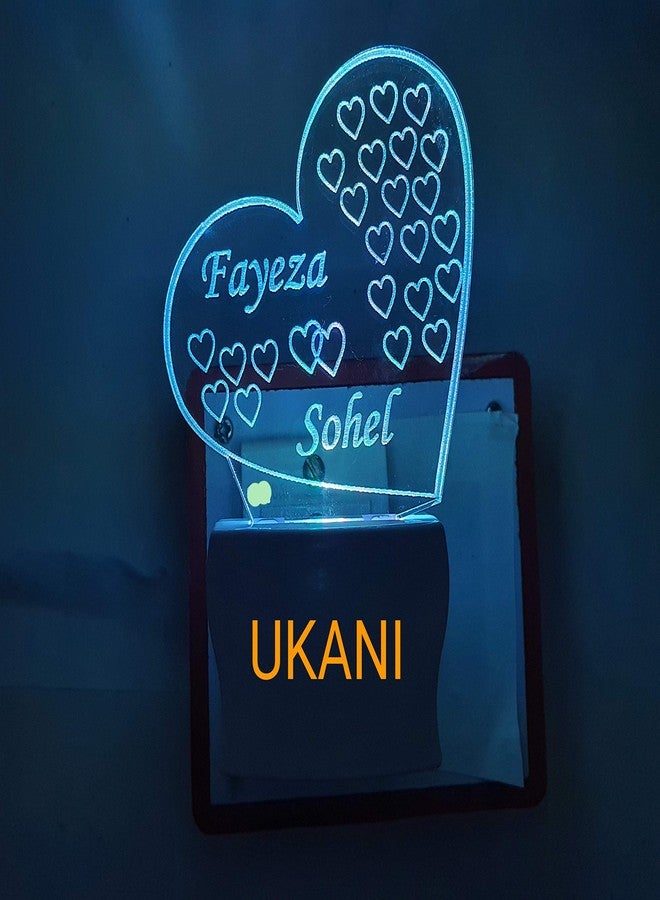 UKANI Customize Name in Heart Latest Acrylic Color Changing 3D Illusion LED Night Lamp (Multicolour, Size4 Inch,) - Image 4