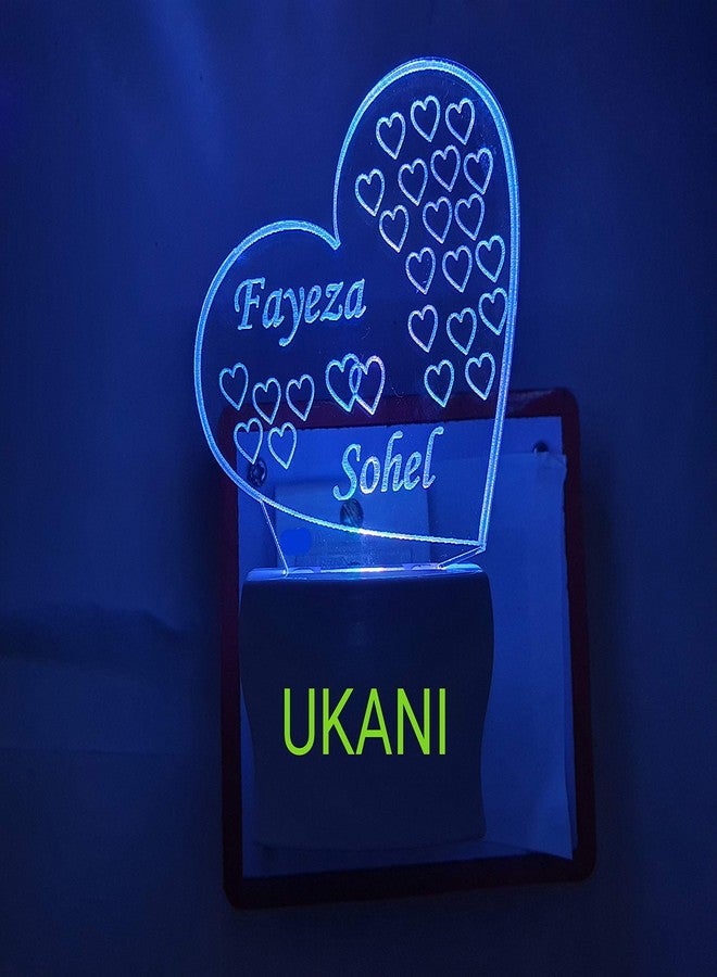 UKANI Customize Name in Heart Latest Acrylic Color Changing 3D Illusion LED Night Lamp (Multicolour, Size4 Inch,) - Image 3