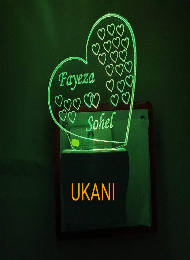 UKANI Customize Name in Heart Latest Acrylic Color Changing 3D Illusion LED Night Lamp (Multicolour, Size4 Inch,) - Image 5