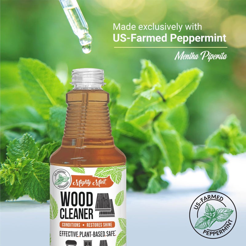 Mighty Mint منظف ومكيف الخشب من مايتي منت، رذاذ ينظف ويجدد الخشب، رائحة نعناع طبيعية، 16 أونصة - Image 5