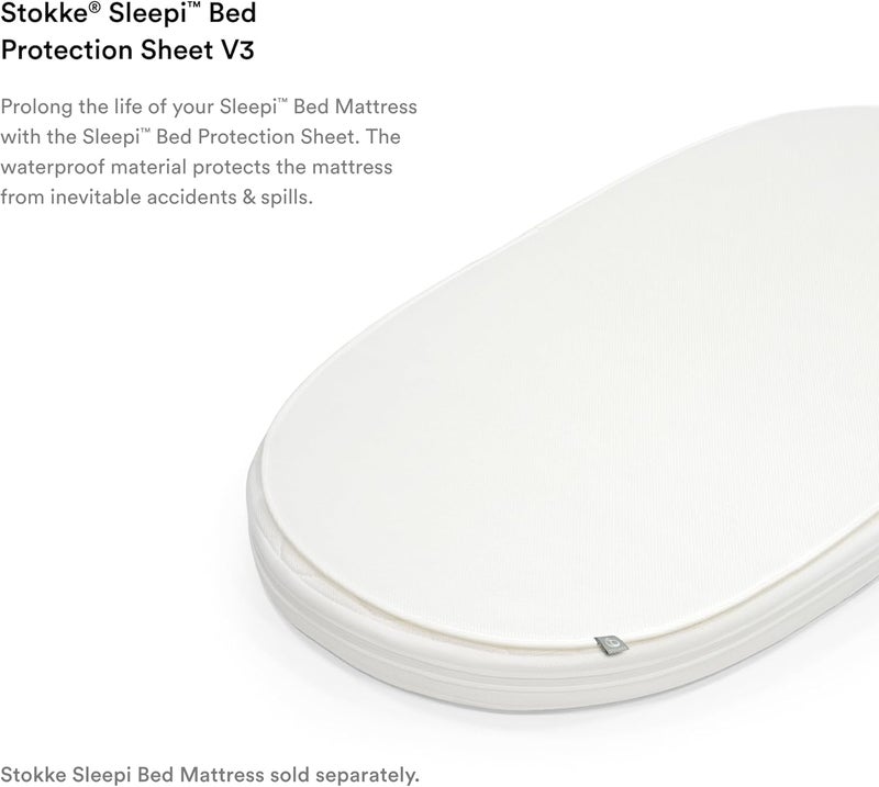 STOKKE ورقة حماية ستوكه سليبى V3 بيضاء متوافقة مع مرتبة سرير سليبى V3 تحمي من الحوادث والانسكابات قابلة للغسل في الغسالة - Image 3