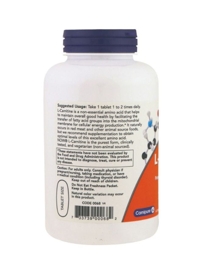 Now Foods L-Carnitine Dietary Supplement 100 Tablets - Image 3