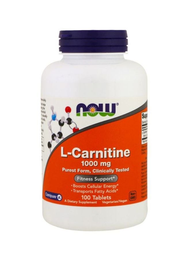 Now Foods L-Carnitine Dietary Supplement 100 Tablets - Image 1