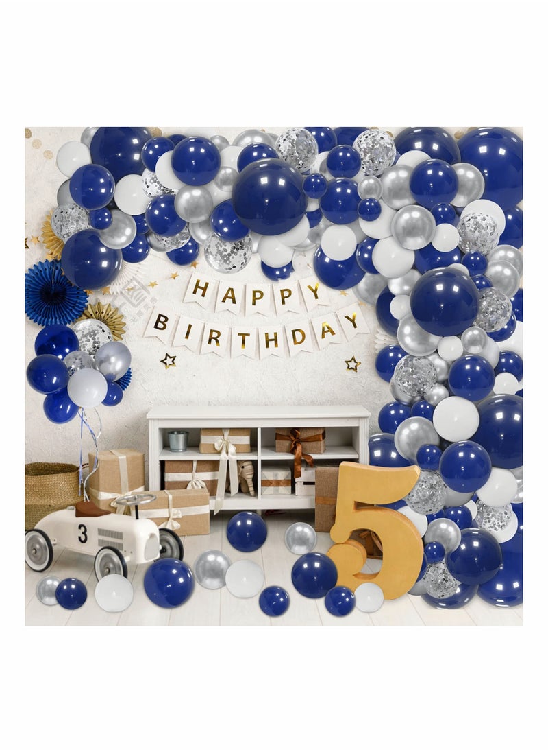 Captaintech 145 Pcs Navy Blue Silver Balloon Garland Kit for Graduation Wedding Birthday Party and Classroom Decor  - Image 5