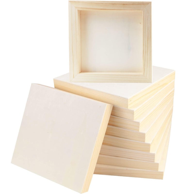 FSWCCK 10 Pack 6 x 6 inch Wood Panel Boards Unfinished Wood Canvas Panels for Crafts Painting Canvas DIY Art Projects Pouring Arts Use with Oils Acrylics