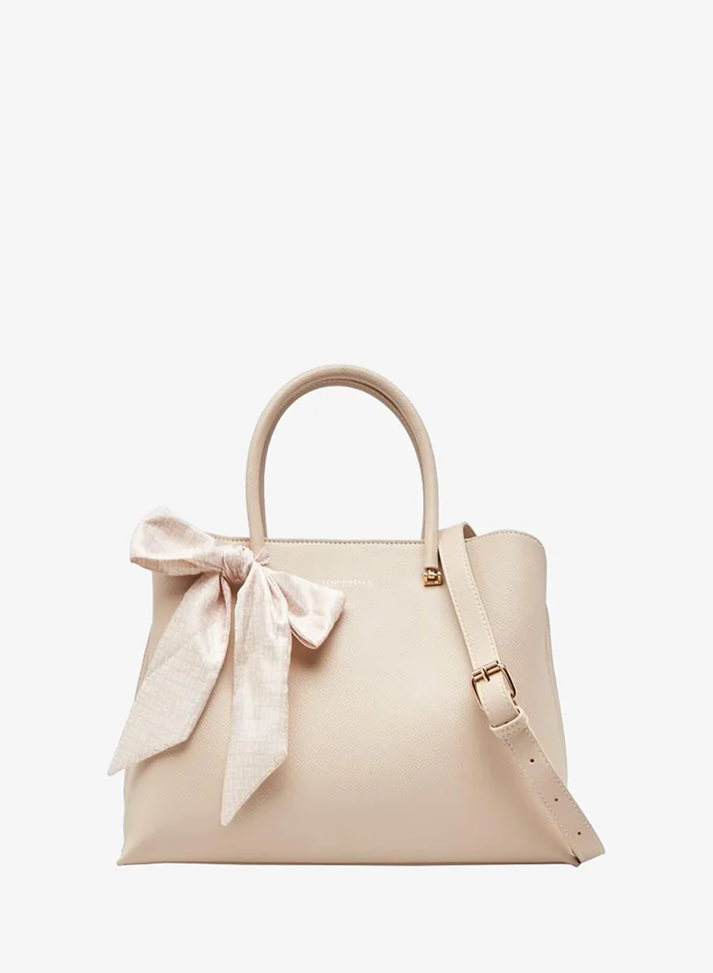 Scarf Accent Tote Bag With Detachable Strap