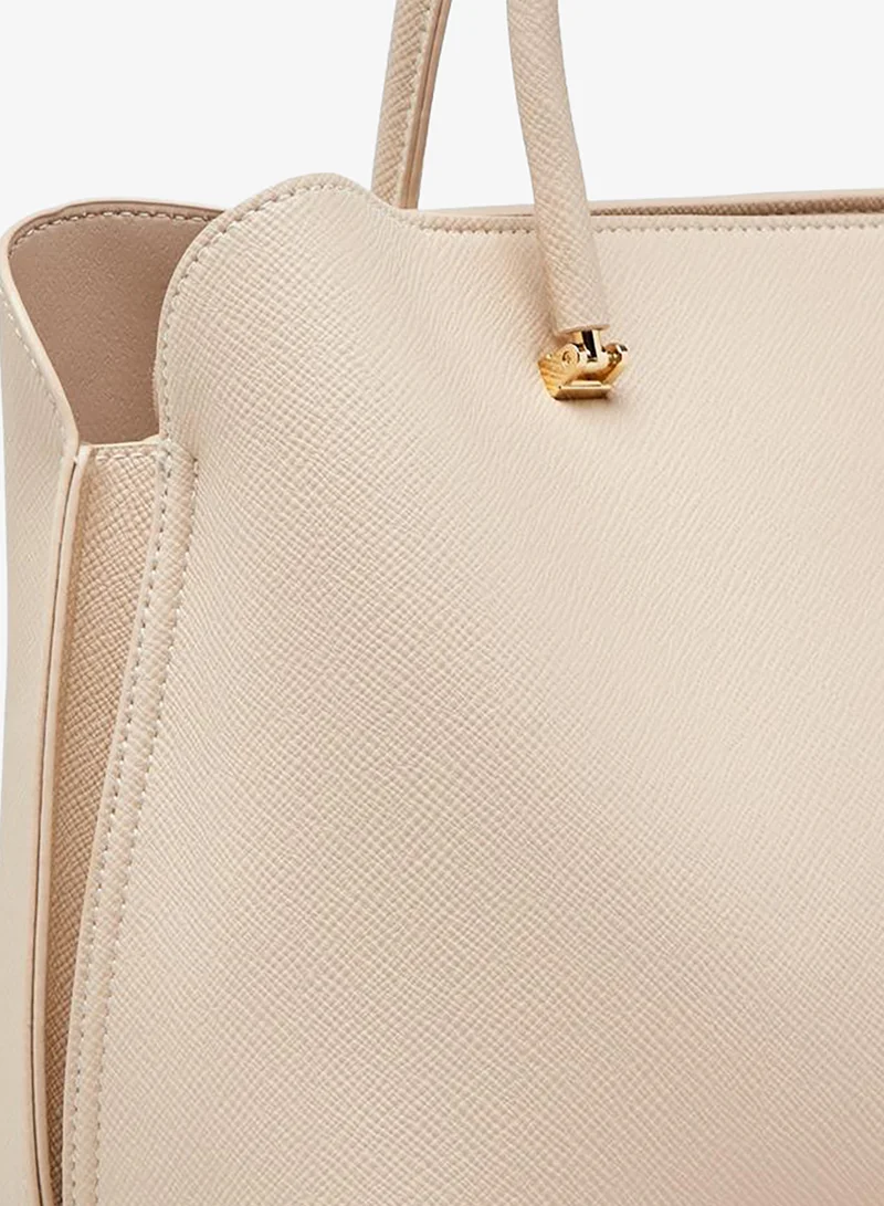 Flora Bella By Shoexpress BEIGE Scarf Accent Tote Bag With Detachable Strap for Women | Best Price UAE