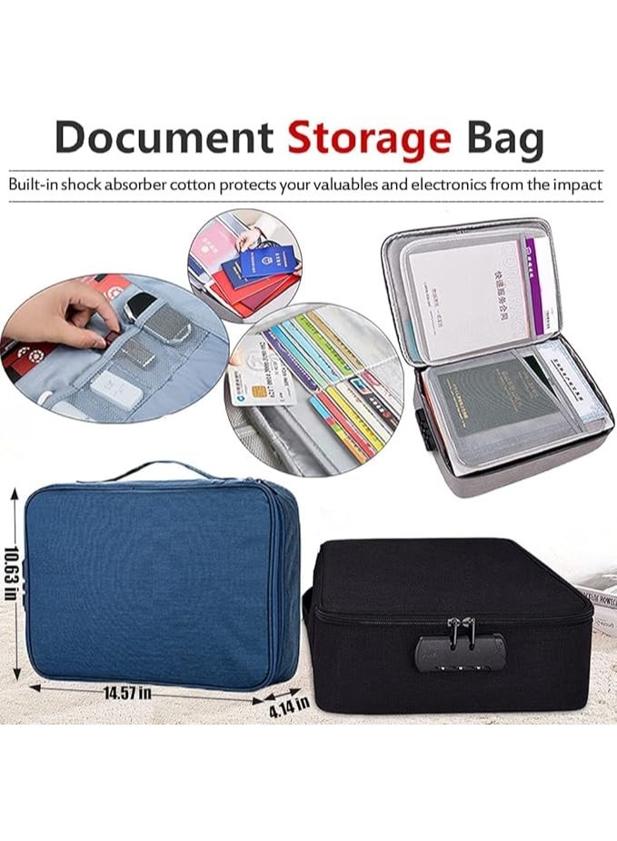 KEJIH Document Organizer Oxford Material Code Lock Storage Bag Black - Image 5