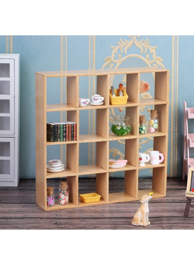 Yiphates 1: 12 Dollhouse Miniature Wooden Storage Rack 16 Grid Shelves Doll House Wall Rack Bookshelf Display Dollhouse Furniture Accessories - Image 4