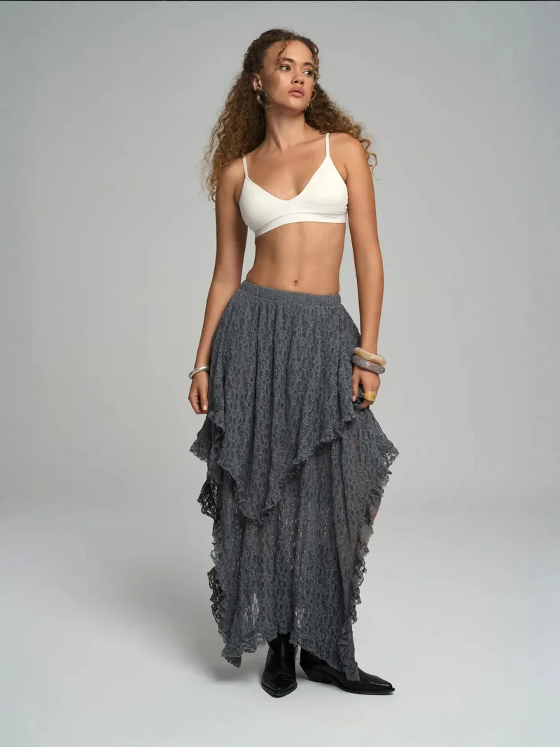 Mai Collection MAI STUDIOS Mireya Asymmetric Lace Skirt