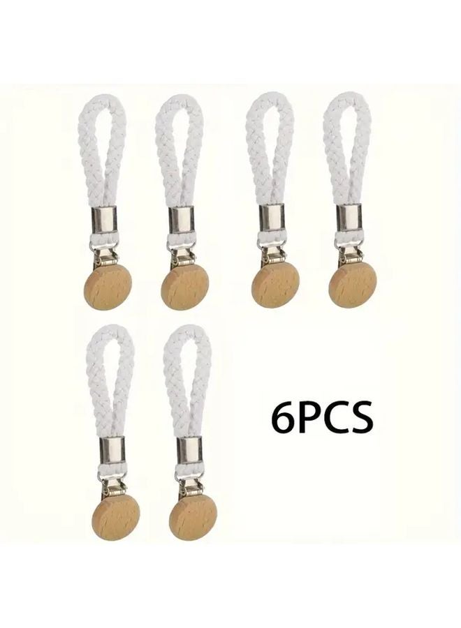 6pcs Beige Stainless Steel Towel Clip Set Multifunctional Bathroom Hook With Rope - Image 2