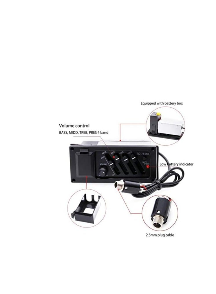 Generic Acoustic Guitar Pickup 4 Band EQ Preamp Equalizer Piezo Pickup System for Acoustic Guitar  - Image 3