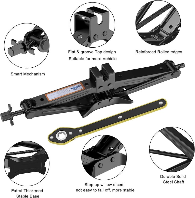 IMAYCC Scissor Lift Jack, Compact Car Jack Kit for Auto SUV, RV, MPV with Smart Ratchet Design, Heavy Duty Tire Changing Kit Lifting 2 Ton (4409 lbs) Tire Jack. - Image 4