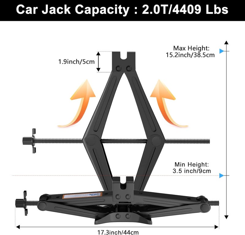 IMAYCC Scissor Lift Jack, Compact Car Jack Kit for Auto SUV, RV, MPV with Smart Ratchet Design, Heavy Duty Tire Changing Kit Lifting 2 Ton (4409 lbs) Tire Jack. - Image 2