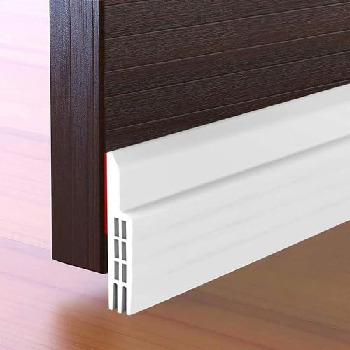 Suptikes Door Draft Stopper Under Door Sweep for Exterior & Interior Doors, Weather Stripping Door Seal, Strong Adhesive Door Sweep Soundproof Weather Stripping, 2" W x 39" L, White - Image 1