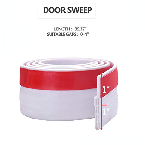 Suptikes Door Draft Stopper Under Door Sweep for Exterior & Interior Doors, Weather Stripping Door Seal, Strong Adhesive Door Sweep Soundproof Weather Stripping, 2" W x 39" L, White - Image 3