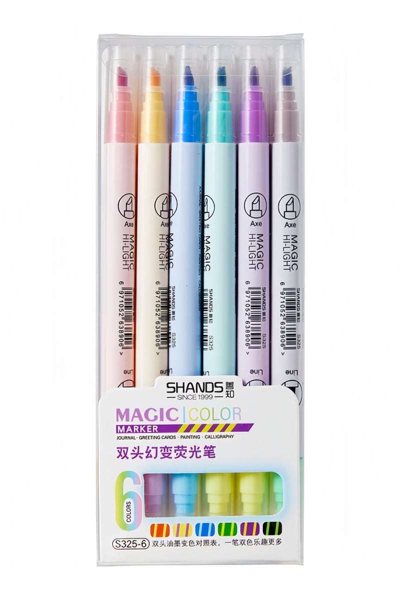 MagicColor 6-Color Dual-Tip Highlighters - Chameleon Markers for Notes, DIY & Overlay Effects | Smooth Fast-Dry Ink - Image 1