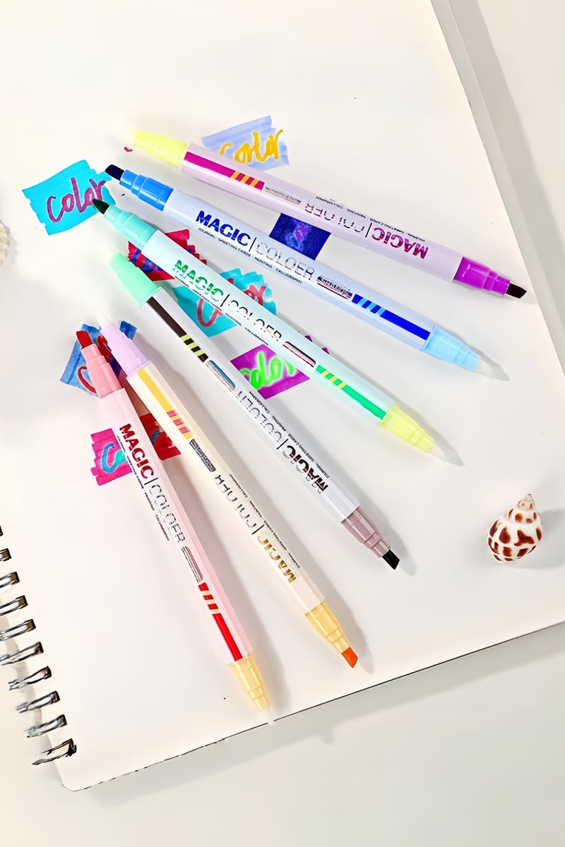 MagicColor 6-Color Dual-Tip Highlighters - Chameleon Markers for Notes, DIY & Overlay Effects | Smooth Fast-Dry Ink - Image 2