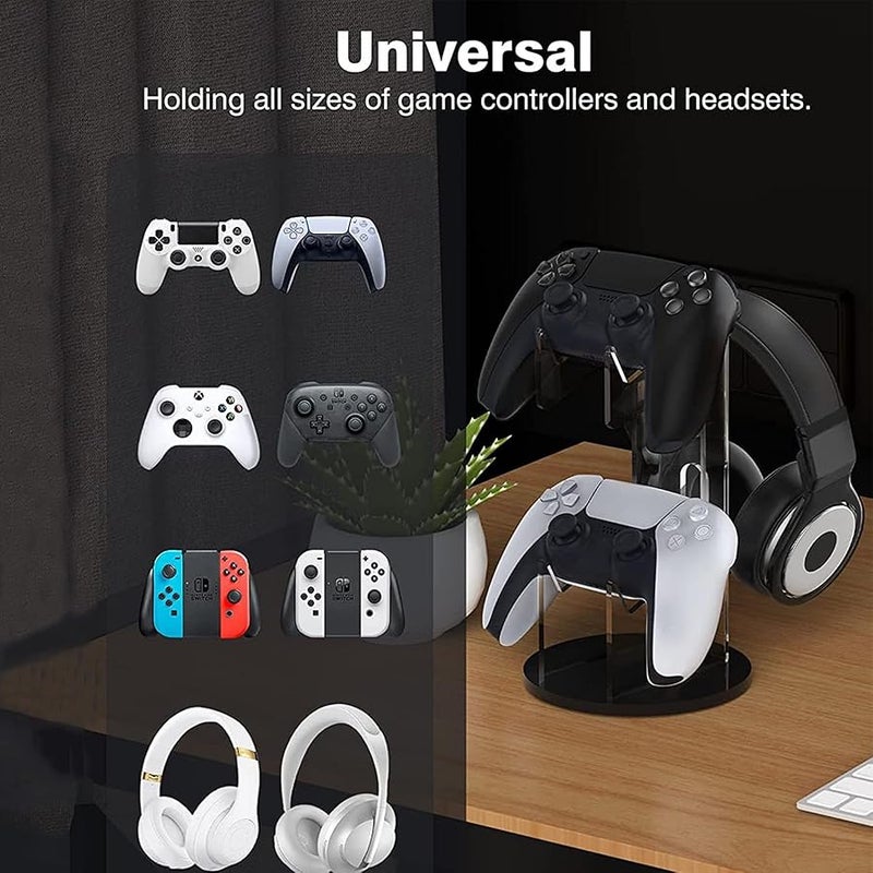 Dual Controller Holder and Headset,Gaming Accessories,Stand for PS4 PS5 Xbox ONE Switch,Controller Holder Headset Stand Gaming Accessories, Build Your Game Fortresses - Image 2