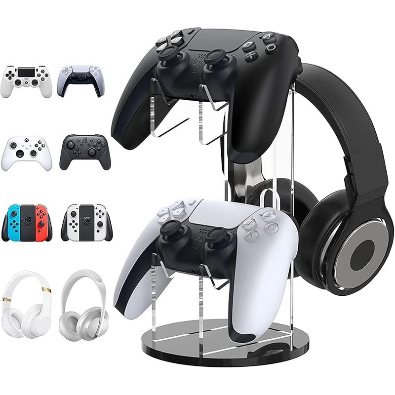 Dual Controller Holder and Headset,Gaming Accessories,Stand for PS4 PS5 Xbox ONE Switch,Controller Holder Headset Stand Gaming Accessories, Build Your Game Fortresses - Image 1
