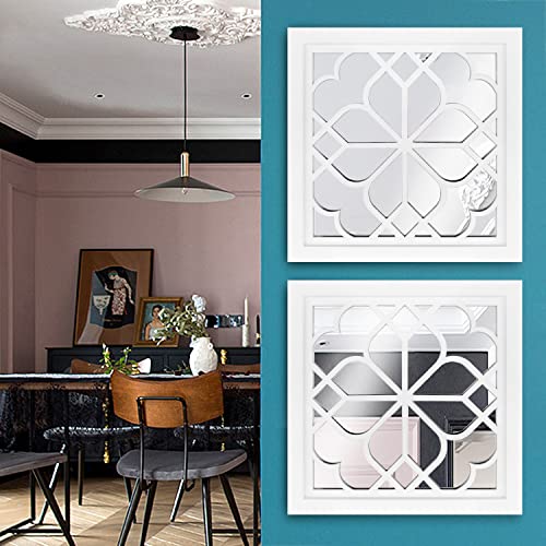 Wocred Set of 2 Mirrors Square Wall Mirror,Gorgeous Rustic Farmhouse Accent Mirror,White Color Entry Mirror for Bathroom Renovation,Bedrooms,Living Rooms and More(12”x12”) - Image 3