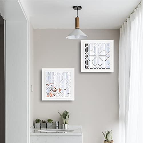 Wocred Set of 2 Mirrors Square Wall Mirror,Gorgeous Rustic Farmhouse Accent Mirror,White Color Entry Mirror for Bathroom Renovation,Bedrooms,Living Rooms and More(12”x12”) - Image 4