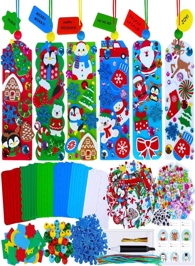 Winlyn 36 Sets Christmas Craft Kits Winter Crafts DIY Holiday Bookmark Ornaments Decorations Art Sets Festive Snowmen Reindeer Foam Stickers Arts and Crafts for Kids Classroom Activities Party Favors - Image 1
