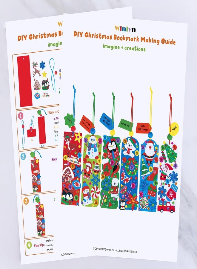 Winlyn 36 Sets Christmas Craft Kits Winter Crafts DIY Holiday Bookmark Ornaments Decorations Art Sets Festive Snowmen Reindeer Foam Stickers Arts and Crafts for Kids Classroom Activities Party Favors - Image 4