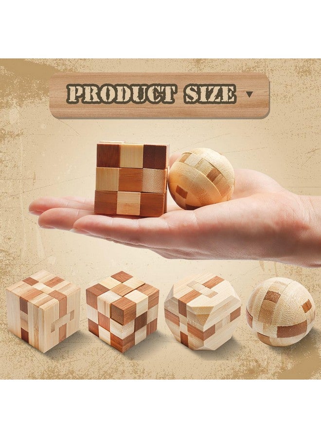 Rich Boxer 4 Pack Wooden Puzzle Games Brain Teasers Toy- 3D Puzzles for Teens and Adults - Wooden Logic Puzzle Wood Snake Cube Magic Cube Magic Ball Brain Teaser Intellectual Removing Assembling Toy  - Image 2