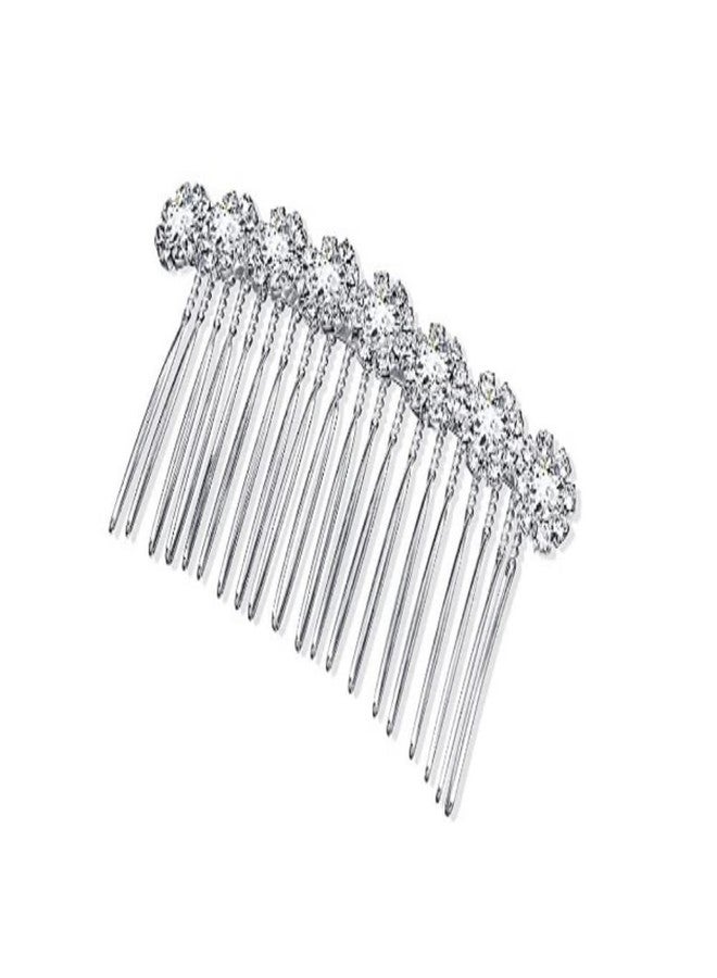 LETSP Alloy Rhinestone Side Combs Flower Crystal Hair Clips Wedding Comb Bridal Jewelry Hair Accessories for Women and Girls (Silver) - Image 2