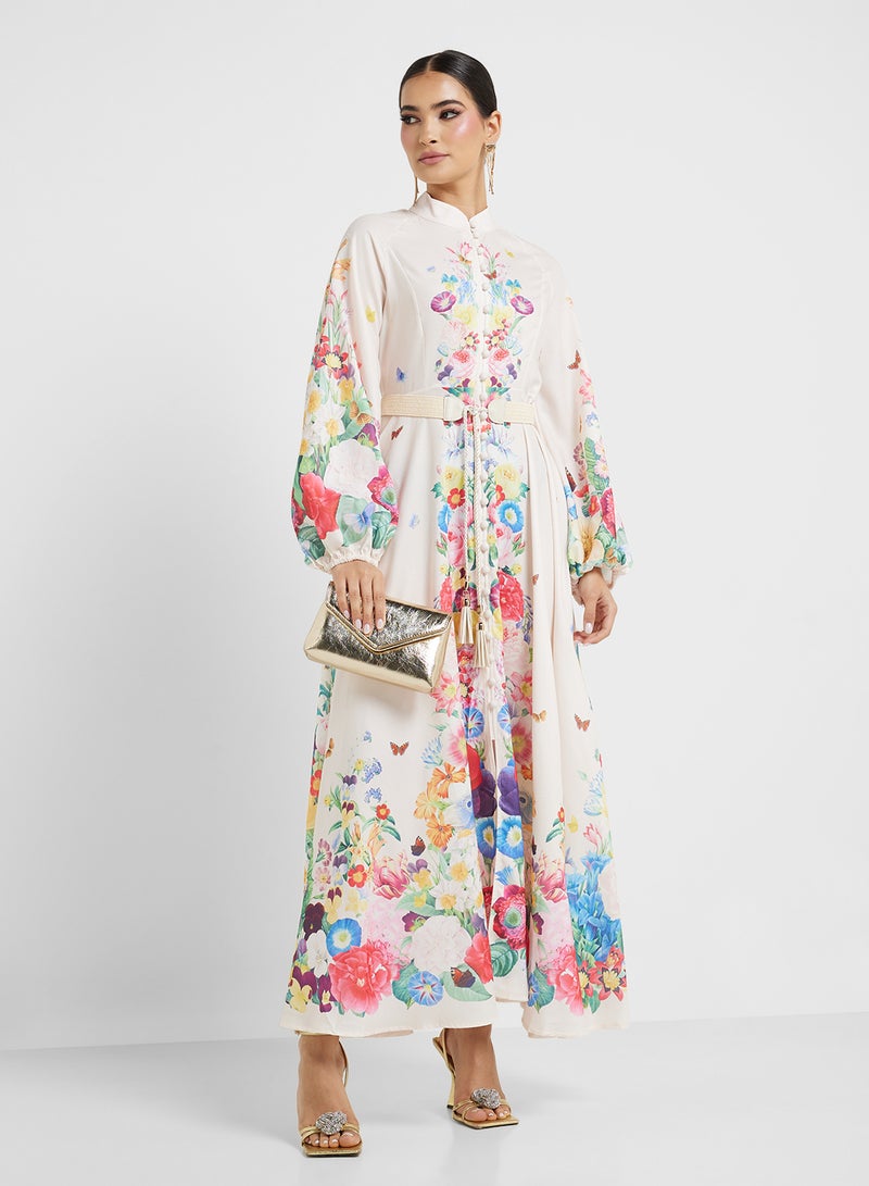 خزانة فستان بحزام بنقوش الزهور - Image 1