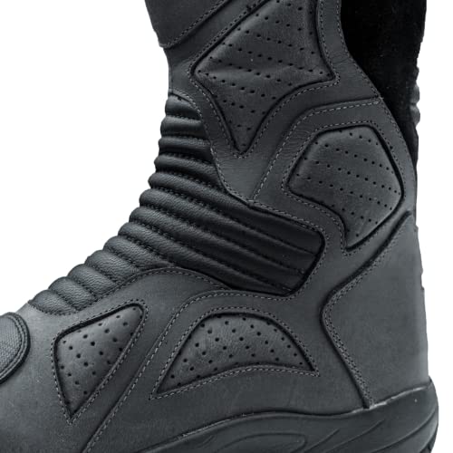 Raida Explorer Motorcycle Boots | Ankle, Shin, & Heel Protection | Memory Foam Insole | Leather (Grey, 9) - Image 4