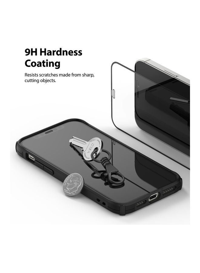 NIBEMINENT Tempered Glass Screen Protector Invisible Defender For Apple iPhone 12 Pro Max Black - Image 3