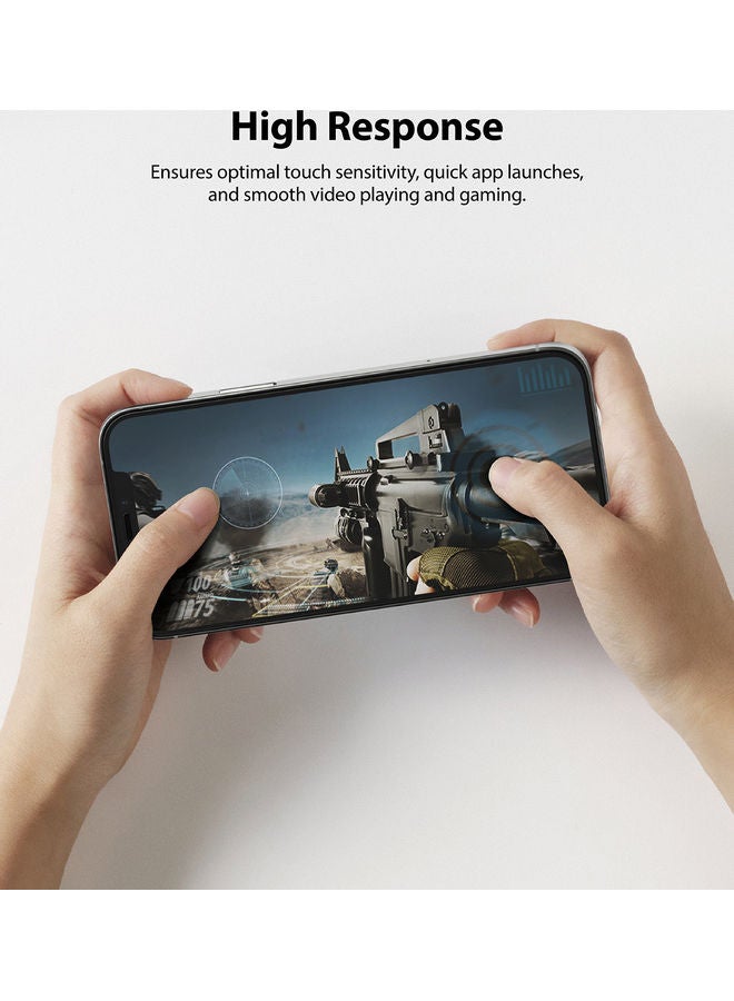 NIBEMINENT Tempered Glass Screen Protector Invisible Defender For Apple iPhone 12 Pro Max Black - Image 4