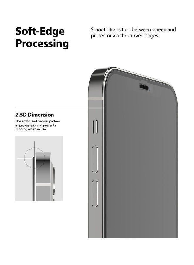 NIBEMINENT Tempered Glass Screen Protector Invisible Defender For Apple iPhone 12 Pro Max Black - Image 5