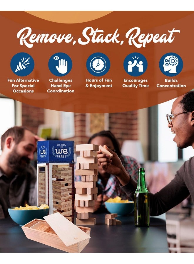 WE Games لعبة تكديس الكتل الخشبية من WE Games للبالغين، بديل كتاب ضيوف الزفاف برج السقوط، ألعاب الطاولة، تشمل علبة تخزين، 12 بوصة - Image 5