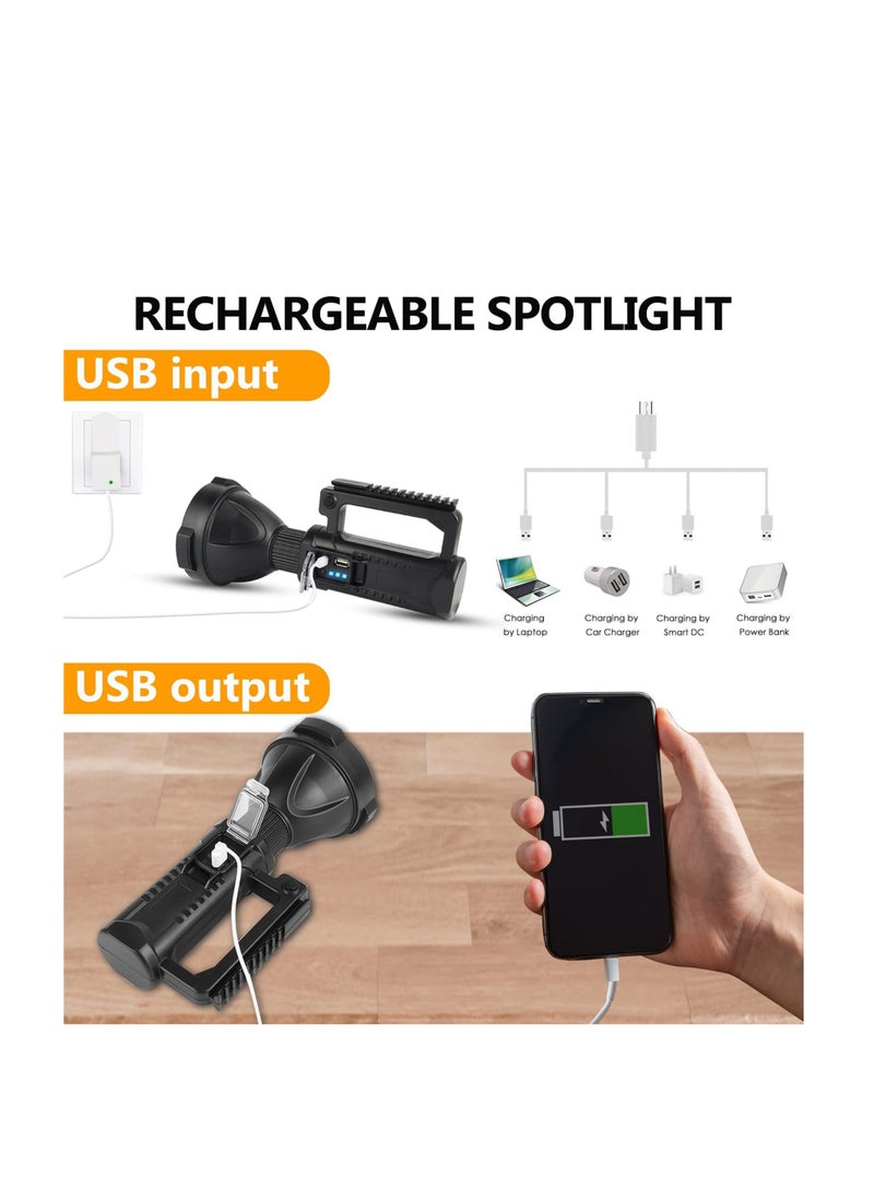 Generic Rechargeable Handheld Spotlight Flashlight, 90000 High Lumens, Super Bright LED Flashlight for Emergencies, 4 Modes Waterproof Searchlight Spotlight for Fishing, Hunting, Hiking, Camping with Tripod  - Image 4