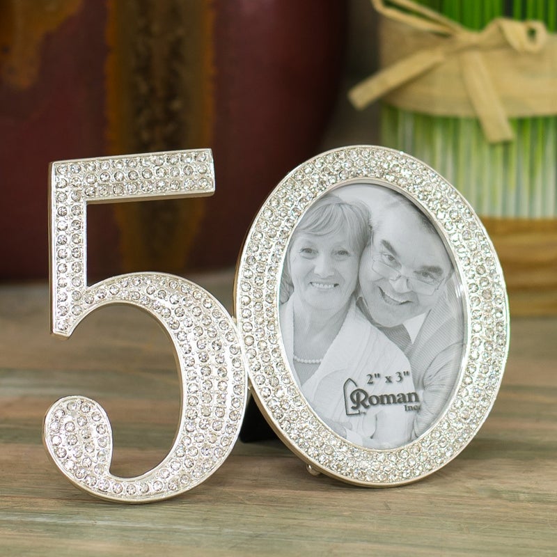 Roman Roman Giftware Inc.  Caroline Collection  Wedding & Anniversary  3.25"" H 50TH Rhinestone Frame Religious  Inspirational  Durable (4x1x3) - Image 2