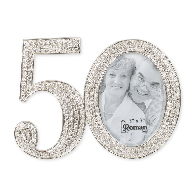 Roman Roman Giftware Inc.  Caroline Collection  Wedding & Anniversary  3.25"" H 50TH Rhinestone Frame Religious  Inspirational  Durable (4x1x3) - Image 3